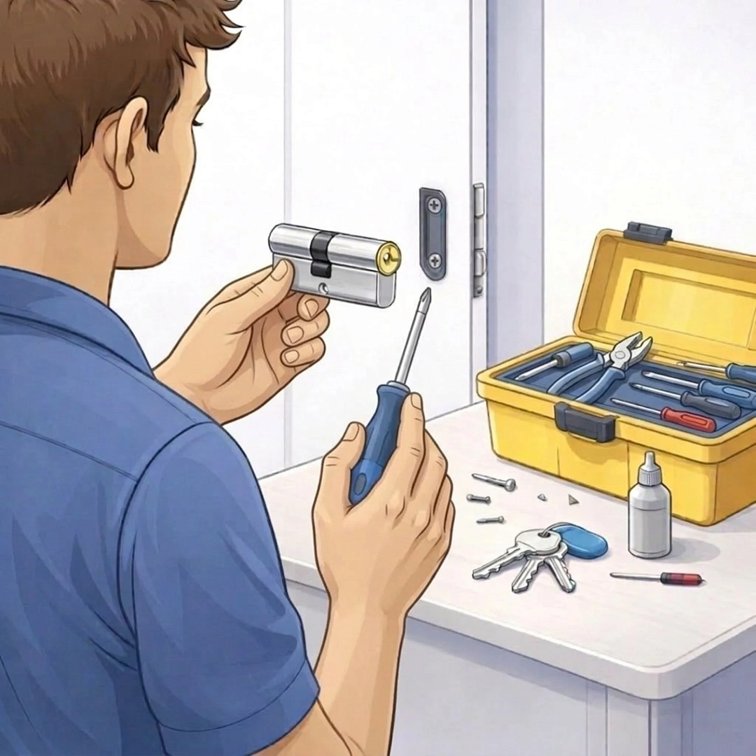 Der Schlüsseldienst wechselt das Schloss