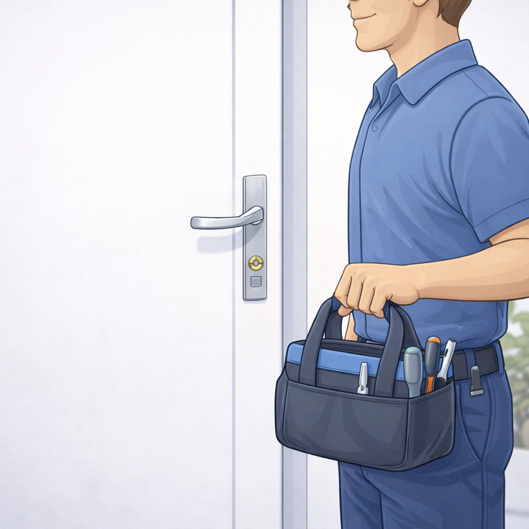 Schlosser mit einer Werkzeugtasche